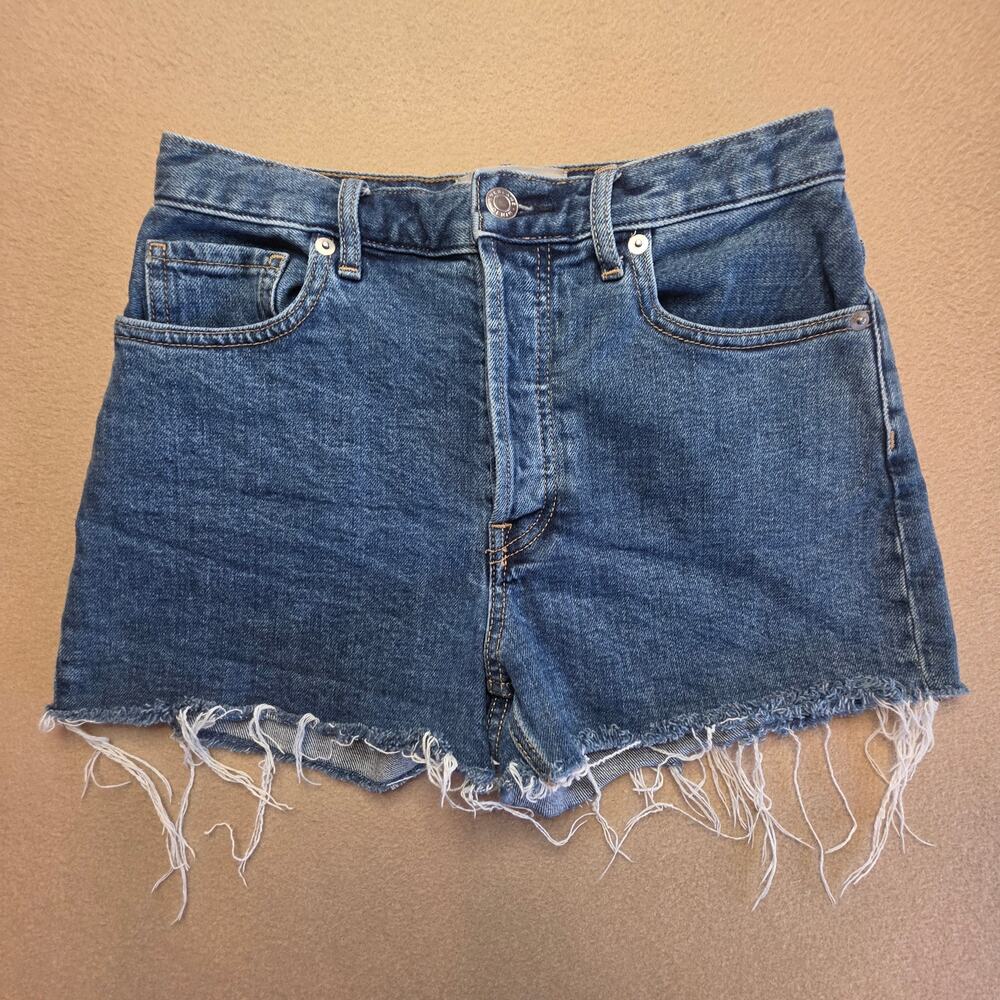 Everlane Cheeky Jean Shorts Sz 25 High-Rise Button-Fly Cutoff Denim Shorts